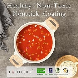 ESLITE LIFE Nonstick Stock Pot with Lid, 7 Quart
