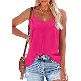 OFEEFAN Tank Top for Women Adjustable Spaghetti Strap Camisole Scoop Neck Sleeveless Cami Top S-3XL