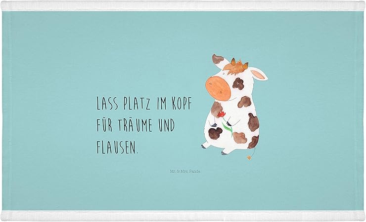 Mr Mrs Panda Badezimmer Kinder 50 X 100 Handtuch Kuh Mit Spruch Farbe Turkis Pastell Amazon De Kuche Haushalt