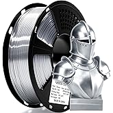 Geeetech Silk Silver PLA 3D Printer Filament, 1.75mm, 1kg (2.2lbs) Spool | Smooth Metal-Like Shiny Surface, Dimensional Accuracy &plusmn;0.02mm, Low Warping, Clog-Free, Metallic PLA for Most FDM 3D Printers