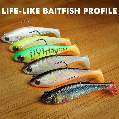 FREE FISHER 156Pc Soft Plastic Fishing Lures Kit - Paddle Tails, Jig Heads For Bass, Trout, Crappie