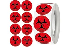 1 Inch Biohazard Stickers - Waterproof Warning Hazard Labels With Universal Symbol for Labs, Hospitals and Industrial Use - 3