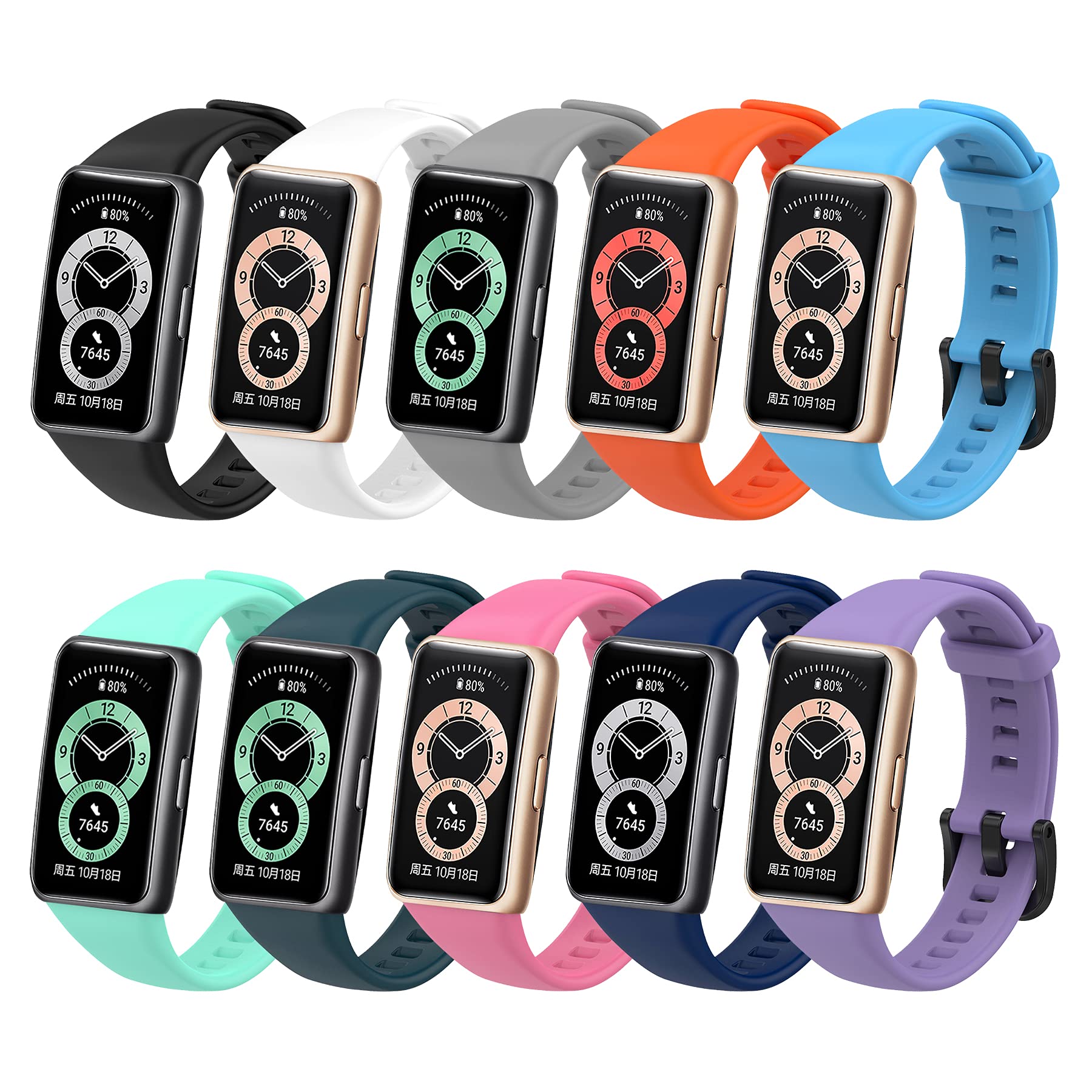 SenMore 10-Piece Replacement Straps Compatible with Huawei Band 6 & Honor Band 6