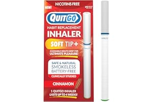 QuitGo Habit Replacement Inhaler with Soft Tip Chewable Mouth Grip, Oral Fixation Support, Clinically Studied Made in USA (Cinnamon,1 Pack)