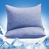 Marchpower Cooling Pillow Cases for Hot Sleepers Standard Size, Japanese Arc-Chill Cool Pillow Cases Double Design 2 Pack, Zipperd Breathable Skin-Friendly Cooling Pillowcase (20 X 26 inches)-Blue