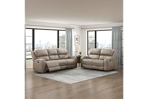 Lexicon Schmid 2-Piece Polished Microfiber Manual Reclining Sofa Set, Brown