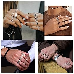 PANTIDE Vintage Punk Rings Set Gothic Knuckle Midi