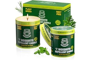 KICKOUTOR® Mosquito Repellent Citronella Candles Outdoor, 2-Pack | Total 18 Ounce 60-Hour DEET-Free Bug Protection for Patio Camping Picnic Backyard Room, Infused with 5 Plant Essential Oils