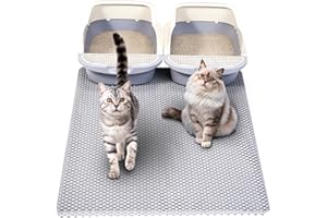 BurgeonNest PVC Foam Cat Litter Mat XL 35x24 inch Soft on Paws,Urine-Proof & Water Resistant Cat Mat, Double Layer Traps Litter from Box, Scatter Control, Easy Clean – Gray