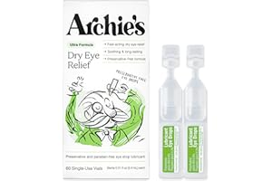 Archie's Remedies, Dry Eye Relief, Ultra Lubricating Eye Drops, Clean Formula and Preservative-Free Vials, Single-Use, for Irritation and Red Eyes, Natural Tears, 60 Count