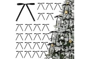 Riceshoot Christmas Bows 5 x 7 Inches Twist Tie Ribbon Bows for Cake 24 Pcs Ribbon Bow for Gift Wrapping Balloons Treat Bags Birthday Party Favors DIY Wedding Craft Shower Decor