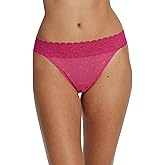Skarlett Blue Dare Women's Low Rise Comfortable Thong with Stretchy Dot Lace and Floral Trim Waistband