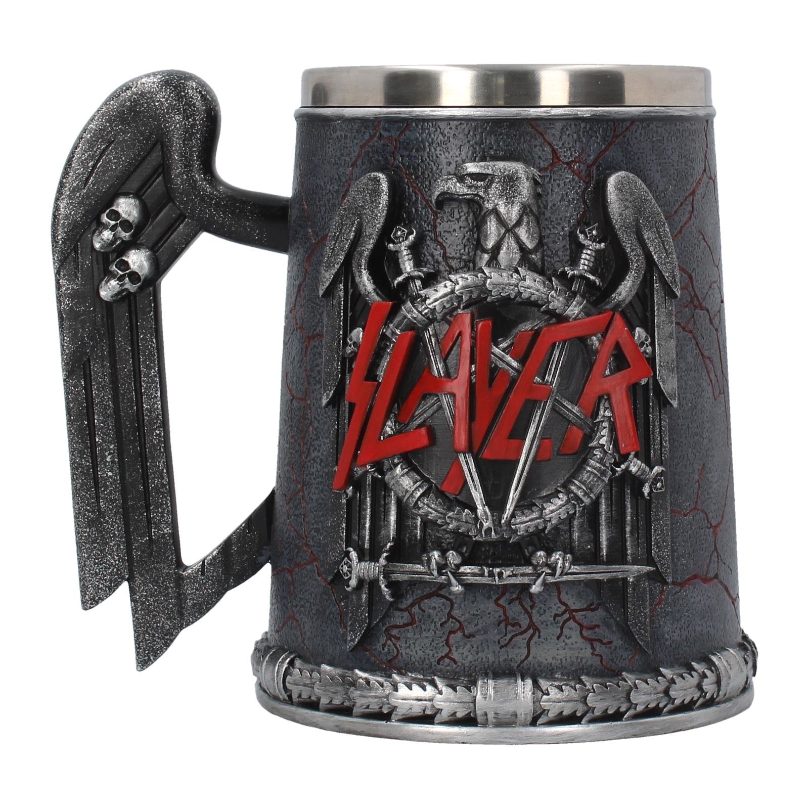 Nemesis Now B4128M8 Slayer Tankard Mug 14cm Black, Resin w/Stainless Steel Insert , Grey
