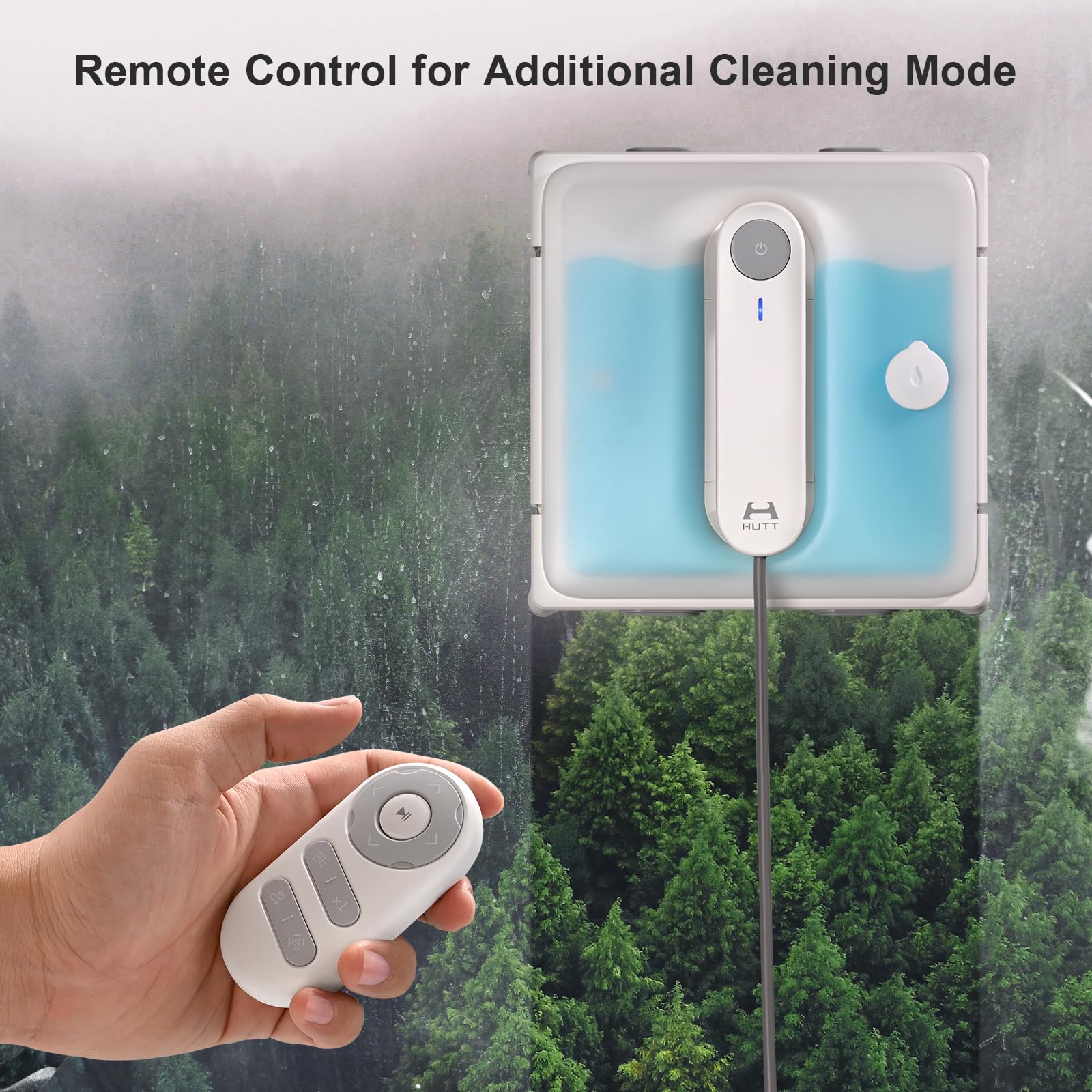 HUTT Robot de limpieza de ventanas automático W9 con 4 pulverizadores de agua, 3 compartimentos de presión mejorados, potencia de succión de 3800 Pa, sensores anticaída y detección de bordes, para ventanas de gran altura, azulejos y vidrio