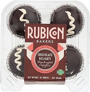 RUBICON BAKERY Chocolate Delight Cupcakes 4 Count, 10 OZ