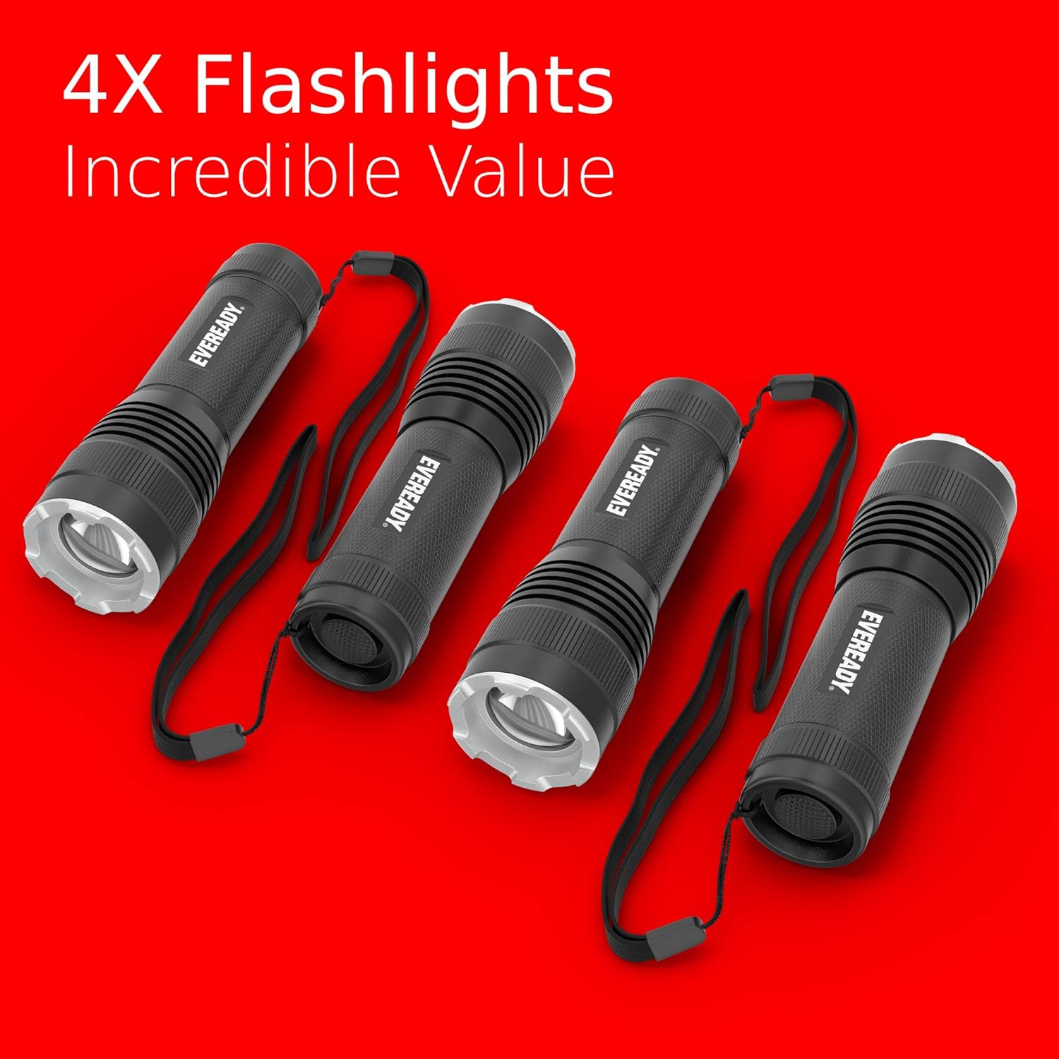 Eveready 4-Pack LED Tactical Flashlights, IPX4 Water Resistant, Rugged and Bright Flash Lights : Sports & Outdoors
