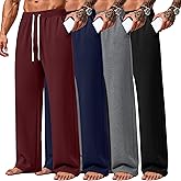 Velvelhall 4 Pack Big and Tall Men's Sweatpants Open Bottom Joggers Elastic Waist Drawstring with Pockets Athletic Pants