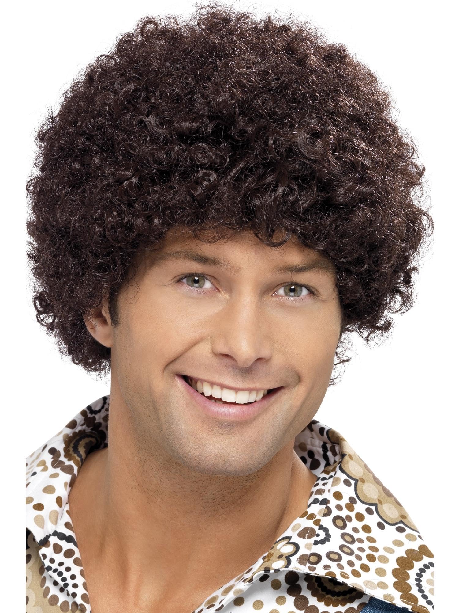 Smiffys 70s Disco Dude Wig, Brown Afro, 1970's Disco Fancy Dress, 1970s Dress Up Wigs