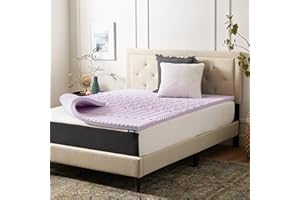 LUCID Lavender-Infused Mattress Topper - Memory Foam - 2 Inch - Queen Size - Plush Feel - 5 Convoluted Zones - CertiPUR Certified - New Home Owner & Dorm Room Essentials