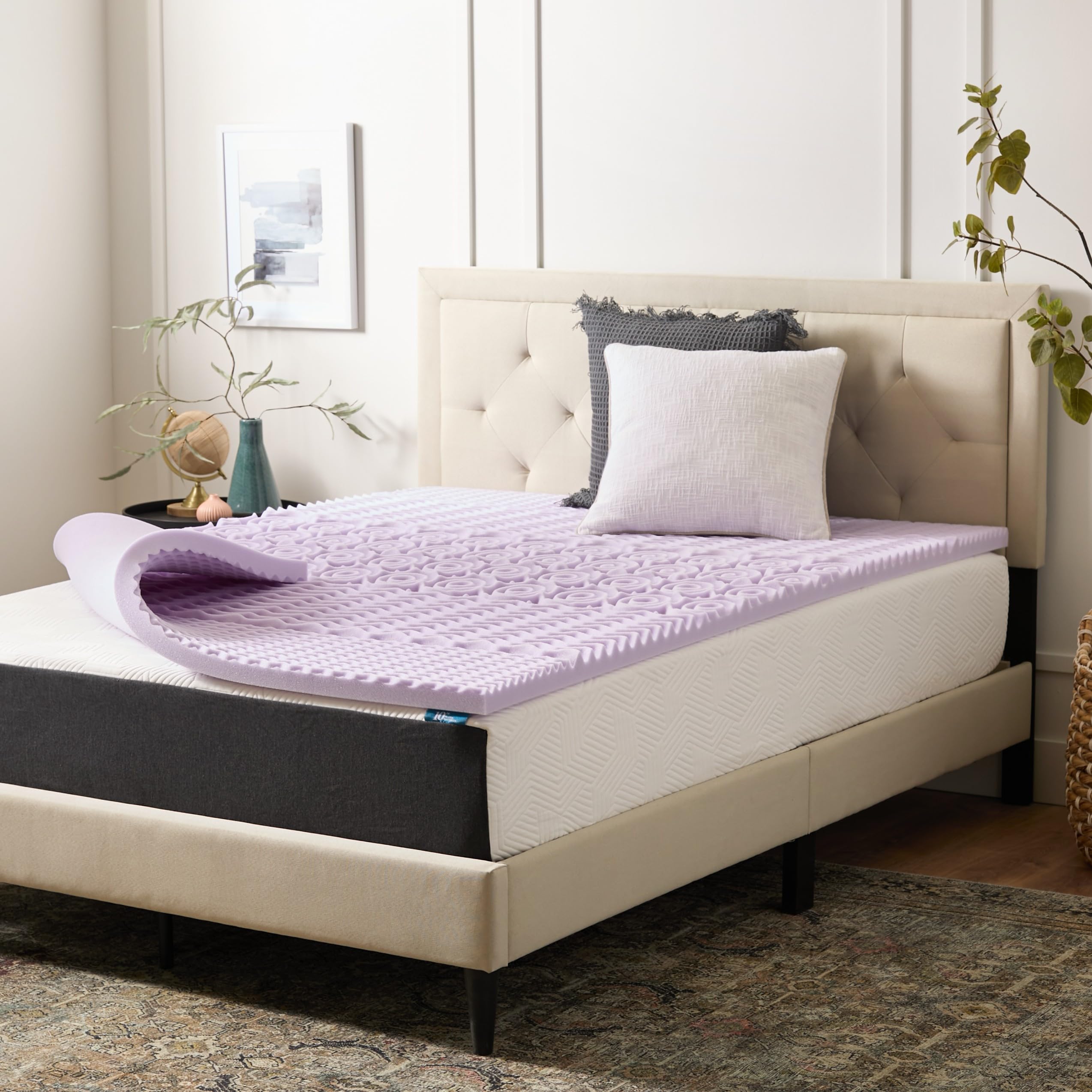Photo 1 of ****It is used, it is missing a part and it is not known if it works 100%.***Lucid Lavender Infused 2 Inch Memory Foam Mattress Topper - Full Size - Plush Feel - 5 Convoluted Zones - CertiPUR Certified - New Home Owner & Dorm Room Essentials