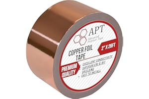 APT ADVANCED POLYMER TAPE APT, Copper Foil Tape with Conductive Acrylic Adhesive, 2.6 Mil Total Thickness, for Guitar and EMI Shielding, Arts and Crafts, Electrical Repairs, Mulit-Size (2" x 26Ft(8M))