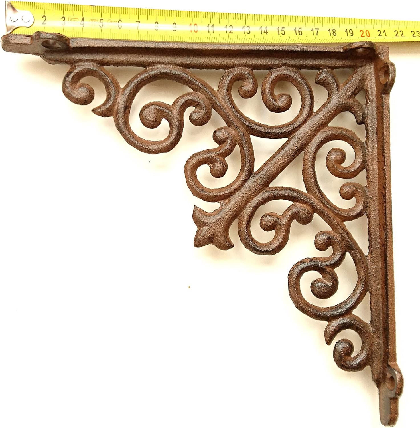 Spring life Cast Iron Ornate Shelf Bracket 20.5cm x 20.5cm in 3 colours (Brown), 20.5cmX20.5X3.5cm - Image 4