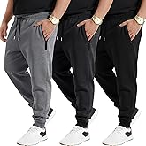 August Alley 3 Pack Men's Joggers Zipper Sweatpants, Athletic Loose Fit Pants Drawstring for Gym Running Soccer with Pockets