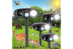 JAHYELEC Ultrasonic Animal Repellent Outdoor Solar Animal Repellent with Motion Sensor&LED Strobe Light Cat Repellent Outdoor Deer Repellent Device to Scare Rabbit Raccoon Squirrel Skunk Repellent for Yard1121