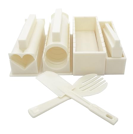 Exzact EX-SM10 Sushi Kit 10 teilig/Reis-Form - 5 Einzigartige Formen - Herz, Rund, Pyramide, Quadrat/DIY Japanische Küche zu 
