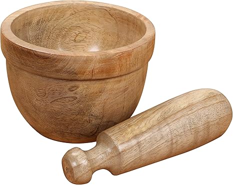 Amazon Com Handmade Wooden Mortar Pestle Set Rustic Style Herb Spice Grinder Masala Mixer Manual Kharal Mashing Bowl Seasonings Pill Crusher Kitchen Utensils Garlic Press Coffee Grinder 4 Inch Natural