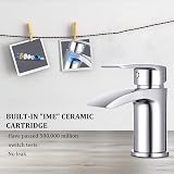 Funime Basin Taps Mixer Waterfall Mono Chrome with Pop Up Waste G1/2'' view 5