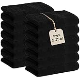 GREEN LIFESTYLE Black Bleach Proof Towels Bulk Sets 100% Cotton 16' X 25' Premium Spa Quality, Super Soft and Absorbent for Gym, Pool, Spa, Salon and Home 12 Pack