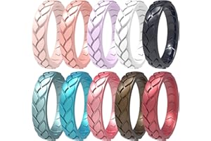icooci 10/6/4 Packs Silicone Rings for Women - Women's Thin and Stackable Wedding Bands - Rubber Engagement Rings - Scattered Leaves Collection