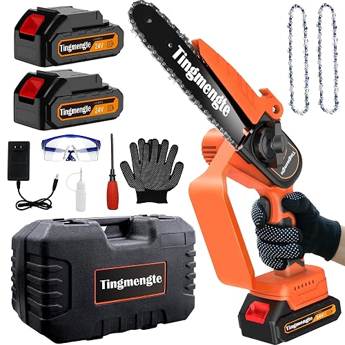 Mini Chainsaw, Cordless Mini Chainsaw Battery Powered with 24V 10000mAh ...