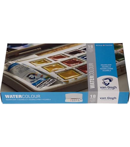 Watercolor Cotman paints painting plus 24 half pans