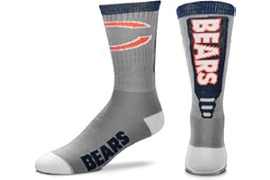 FOR BARE FEET FBF - NFL Adult Team Logo Cool Grey Jump Key Crew Dress Socks Footwear For Men And Women Game Day Apparel - Size Large 10-13