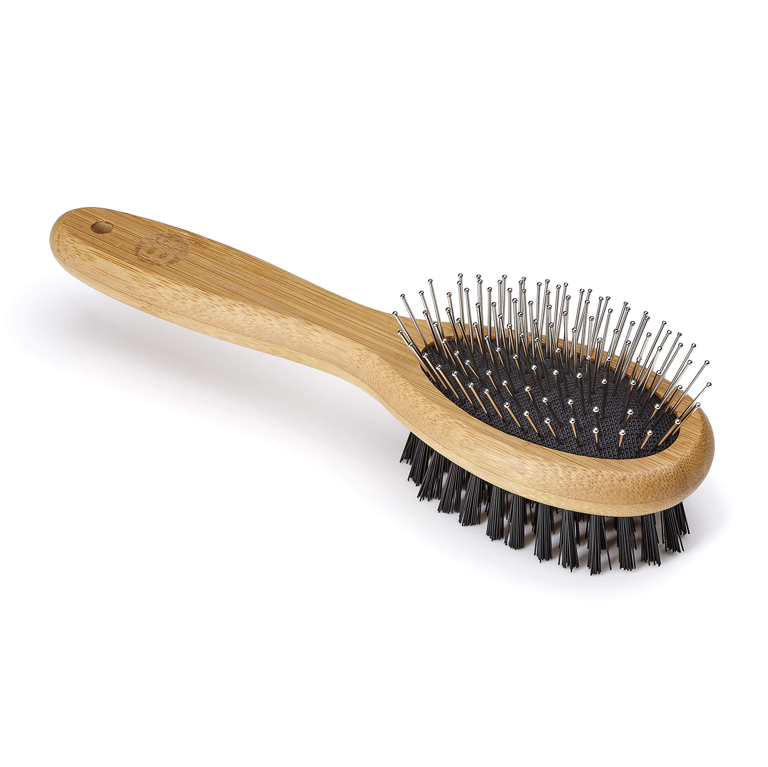 Mikki Bamboo Combi Brush, for Grooming Dog, Cat, Puppy with Smooth Short and Medium Hair Coats, Handmade from Natural Sustainable Bamboo, Small,Brown