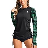 SANTINY Women's Rash Guard UPF50+ SPF Long Sleeve Swimsuits Top UV Sun Protection Swim Shirts for Woman with Zip