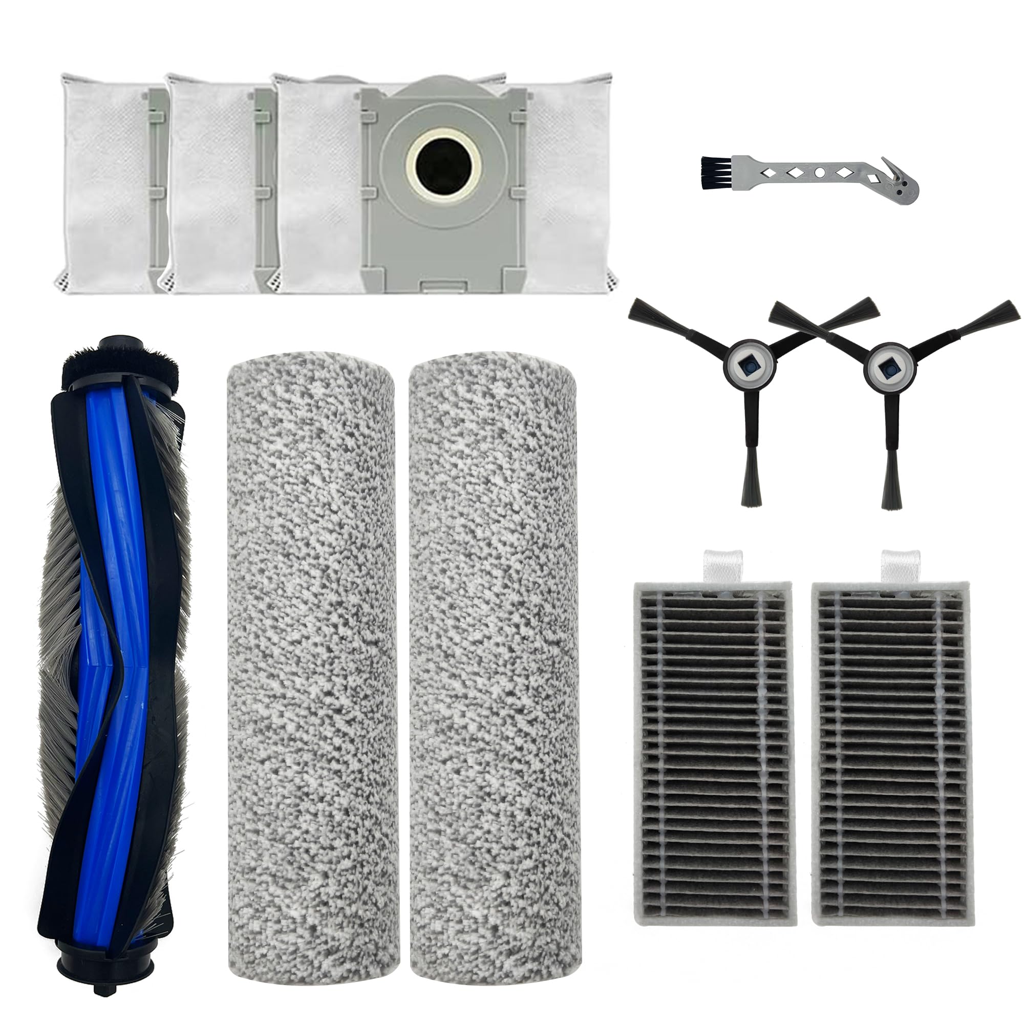 Photo 1 of 11Pcs Replacement Part for Yeedi S14 Plus/Ecovacs X8 PRO OMNI/Ecovacs X8 PRO Plus,1Rubber Main Brush,2Mop Drum, 3Dust Bag,2Filters,2Side Brush