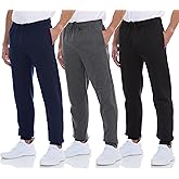 DARESAY Mens 3 Pack Dry Fit Fleece Athletic Workout Jogger Sweatpants for Men with Pockets and Drawstring Size S-3XL