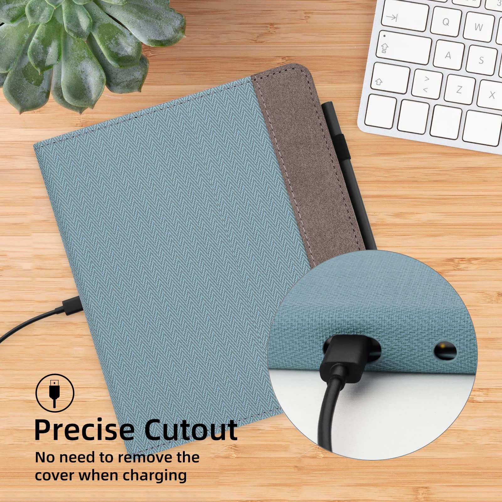 WALNEW Stand Case for Kindle Scribe 10.2 Inch (2024/2022 Released) – Two Hand Straps Premium PU Leather Cover with Auto Sleep/Wake and Pen Holder for Amazon Kindle Scribe Ereader (New Blue)