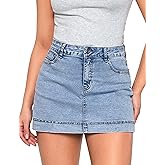 luvamia Jean Skorts for Woman Trendy High Waisted Stretchy Denim Skirt with Shorts Y2K Mini Skort Skirts Country Concert