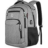 Laptop Backpack,Business Travel Anti Theft Slim Durable Laptops Backpack with USB Charging Port,Water Resistant College Computer Bag for Women & Men Fits 15.6 Inch Laptop and Notebook - Grey
