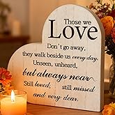 Memorial Wooden Sign Heart Shaped Table Decoration Christmas Ornament Cardinal on Back - Those We Love Don't Go Away - Sympathy Gifts for Loss of Loved One