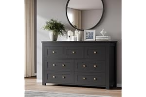 BORNOON 7-Drawer Dresser, Modern Wooden Storage Chest, Large Organizer for Bedroom, Living Room, Hallway, Stylish Chest of Drawers with Metal Handles, Space-Saving Organizer for Clothes, Accessories