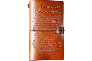 Hiipeenow Grandson Gifts from Grandma, To My Grandson Leather Travel Journal 140 Pages, Grandson Birthday Cards, Birthday Graduation Christmas Back to School Gifts for Grandson from Grandpa