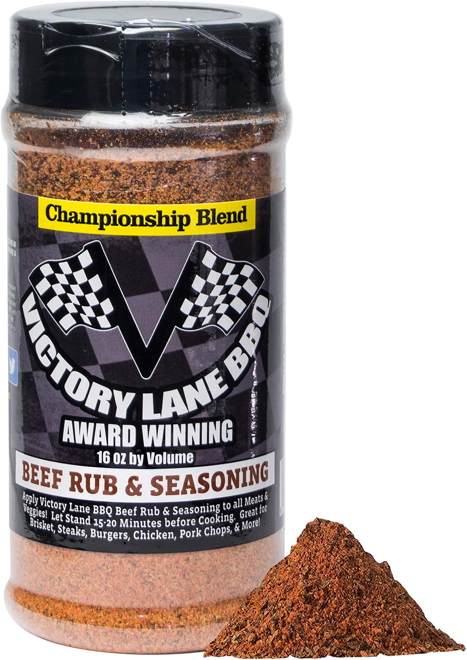 Victory Lane BBQ Beef Rub & Seasoning --VLBBQ 16 oz Shaker of Award-Winning & Competition Pitmaster's Recipe