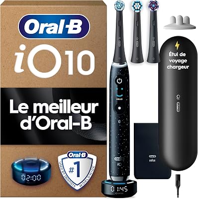 Brosse à Dents Electrique iO 10, 3 Brossettes de Rechange, Noire