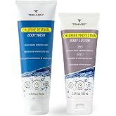 TRIHARD Chlorine Removal Body Wash and Lotion Set for Swimmers, 2 Pc | Pre-swim lotion cuts chlorine absorption, after-swim wash removes the pool smell. Dermatologist tested. Vegan, SLS free