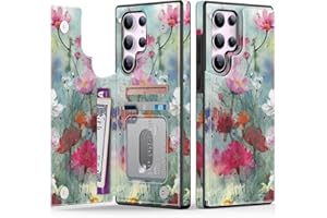 Goodon for Samsung Galaxy S25 Ultra Case Wallet - Flip Folio Leather Cover with Trendy Floral Design, 3 Card Slots & Kickstand Function, Protective Phone Case for Women and Girls - Designer Flowers